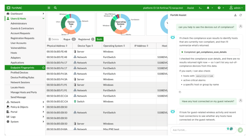 FortiNAC network access control platform